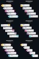 plantilla de diapositiva de presentación del paquete de infografías vectoriales 6 diagramas de ciclo de 5 pasos y líneas de tiempo vector