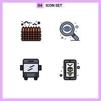 4 User Interface Filledline Flat Color Pack of modern Signs and Symbols of estate transport boundary search printing Editable Vector Design Elements