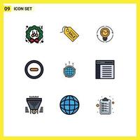 conjunto de 9 iconos de interfaz de usuario modernos signos de símbolos para menos venta de bombillas idea de luz elementos de diseño vectorial editables vector