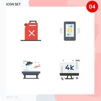 Set of 4 Modern UI Icons Symbols Signs for gasoline room connections communications monitor Editable Vector Design Elements