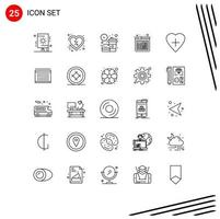 Pack of 25 creative Lines of heart layout offer browser lunch Editable Vector Design Elements