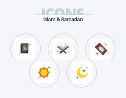 islam y ramadán paquete de iconos planos 5 diseño de iconos. musulmán. libro. Ramadán. corán islam vector