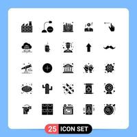 Pictogram Set of 25 Simple Solid Glyphs of finger man design dollar pencil Editable Vector Design Elements