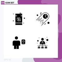 Pictogram Set of 4 Simple Solid Glyphs of business avatar drum pie description Editable Vector Design Elements