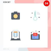 Pack of 4 Modern Flat Icons Signs and Symbols for Web Print Media such as camera laptop picture temperature newsletter Editable Vector Design Elements