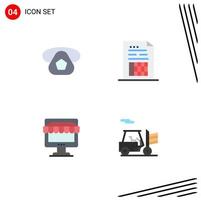 4 Flat Icon concept for Websites Mobile and Apps mobile ecommerce phone document shopping Editable Vector Design Elements