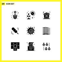 9 Universal Solid Glyph Signs Symbols of settings cog smart wash broom Editable Vector Design Elements