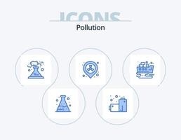 diseño de iconos del paquete de iconos azules de contaminación 5. desperdiciar. petróleo. producción. filtrado polución vector