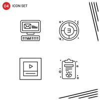 4 Creative Icons Modern Signs and Symbols of email layout message time wireframe Editable Vector Design Elements
