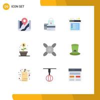 Group of 9 Modern Flat Colors Set for investment earnings payment web internet Editable Vector Design Elements