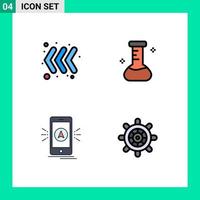 Set of 4 Modern UI Icons Symbols Signs for arrow gps chemical navigation boat Editable Vector Design Elements