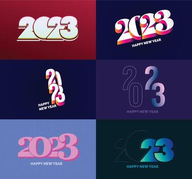 Big Set of 2023 Happy New Year logo text design 2023 number design template vector