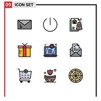 paquete de iconos de vector de stock de 9 signos y símbolos de línea para elementos de diseño de vector editables de caja de regalo de consejo global de error