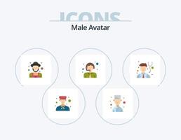 avatar masculino plano icono paquete 5 diseño de iconos. médico. Servicio. agricultor. logístico. cliente vector