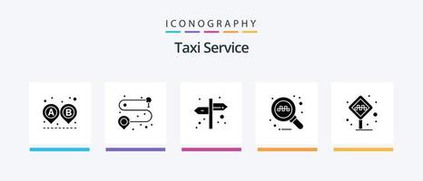 Taxi Service Glyph 5 Icon Pack Including taxi stand. stand. navigation. cabin. taxi. Creative Icons Design vector