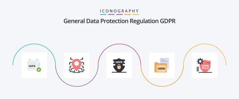 paquete de iconos gdpr flat 5 que incluye bloqueado. gdpr. gdpr. carpeta. documento vector