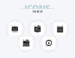 ux y ui glyph icon pack 5 diseño de iconos. desarrollo. entorno. estrella. ordenador portátil. caso vector