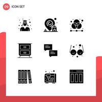 9 Creative Icons Modern Signs and Symbols of communication interior real estate drawer graphic Editable Vector Design Elements