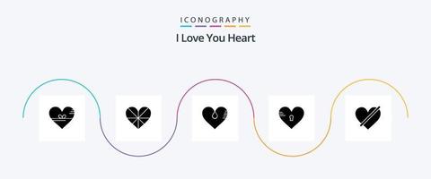 paquete de iconos de glifo de corazón 5 que incluye acceso. favorito. como. corazón vector