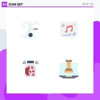 Set of 4 Modern UI Icons Symbols Signs for temperature jar update multimedia cookies Editable Vector Design Elements