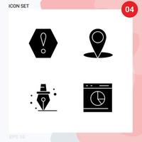 Set of Vector Solid Glyphs on Grid for error commerce location education e Editable Vector Design Elements