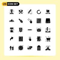 Stock Vector Icon Pack of 25 Line Signs and Symbols for folders refresh spoon restore pencil Editable Vector Design Elements