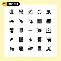 paquete de iconos vectoriales de stock de 25 signos de línea y símbolos para carpetas actualizar cuchara restaurar lápiz elementos de diseño vectorial editables vector