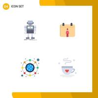 4 Universal Flat Icon Signs Symbols of autonomous network robotic female dad Editable Vector Design Elements