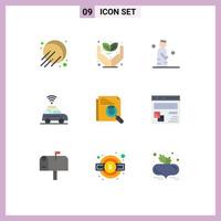 paquete de iconos de vector de stock de 9 signos y símbolos de línea para elementos de diseño de vector editable de coche de mapa de hombre de página web