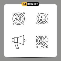 Set of 4 Modern UI Icons Symbols Signs for allergens loud cell grow speaker Editable Vector Design Elements