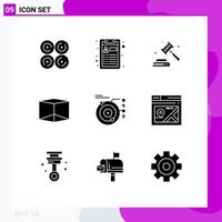 Modern Set of 9 Solid Glyphs and symbols such as planetary model gdpr data box Editable Vector Design Elements