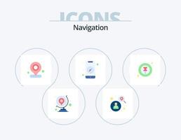 paquete de iconos planos de navegación 5 diseño de iconos. mapa de localización. dirección. buscar. Brújula. localización vector