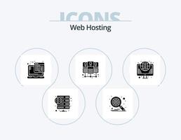 Web Hosting Glyph Icon Pack 5 Icon Design. internet. globe. technology. shared. database server vector