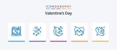 paquete de iconos azul 5 del día de san valentín que incluye amor. amar. boda. línea. derrotar. diseño de iconos creativos vector