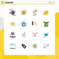 User Interface Pack of 16 Basic Flat Colors of database para cord brainstorm knot thinking Editable Pack of Creative Vector Design Elements