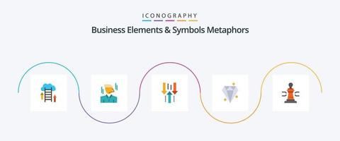 Business Elements And Symbols Metaphors Flat 5 Icon Pack Including prize. crystal. man. diamound. upload vector