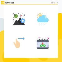 Set of 4 Modern UI Icons Symbols Signs for analysis gestures growth snowy slide Editable Vector Design Elements