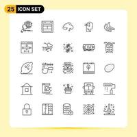 25 Thematic Vector Lines and Editable Symbols of thinking head web mental chang link Editable Vector Design Elements