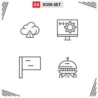 Modern Set of 4 Filledline Flat Colors and symbols such as cloud sport coding development space Editable Vector Design Elements