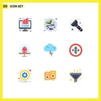 Universal Icon Symbols Group of 9 Modern Flat Colors of weather cloud flash easter egg Editable Vector Design Elements