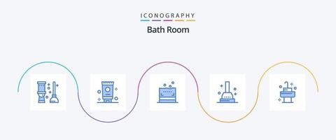 Paquete de 5 íconos azules de la sala de baño que incluye. habitación. baño. baño. baño vector