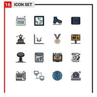 Set of 16 Modern UI Icons Symbols Signs for cinema scene ice movie end Editable Creative Vector Design Elements