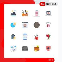 16 Universal Flat Color Signs Symbols of presentation pie interface server message Editable Pack of Creative Vector Design Elements