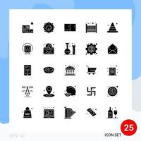 Solid Glyph Pack of 25 Universal Symbols of cortege construction furniture cone cradle Editable Vector Design Elements