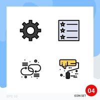 Set of 4 Modern UI Icons Symbols Signs for protection paint brush layout connection roller Editable Vector Design Elements