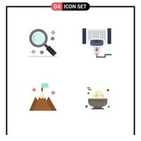 Pictogram Set of 4 Simple Flat Icons of interface shopping search machine flag Editable Vector Design Elements