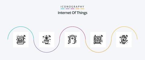 Internet de las cosas paquete de iconos de la línea 5 que incluye tren. público. Wifi. Internet. auricular vector