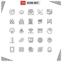 concepto de 25 líneas para sitios web móviles y aplicaciones computadora aplicación correo electrónico teléfono negar elementos de diseño vectorial editables vector