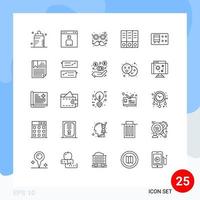 Set of 25 Commercial Lines pack for railroad binder page archive costume Editable Vector Design Elements