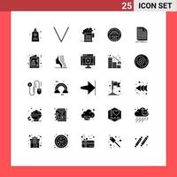 25 Universal Solid Glyph Signs Symbols of file bill beer writer type Editable Vector Design Elements